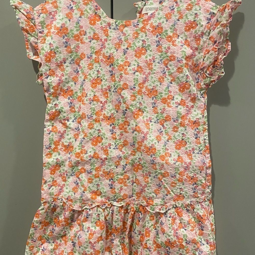 Gymboree Girl’s dress. Ruffle sleeves. Orange, pink and purple colors